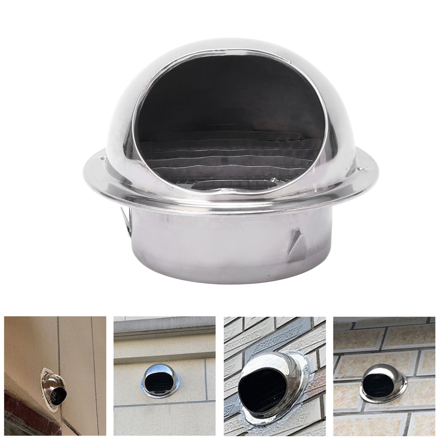 new 4in Stainless Steel Vent Hood Exterior Wind Cover Vent Cover Outlet Accessory koeek - KOEEK