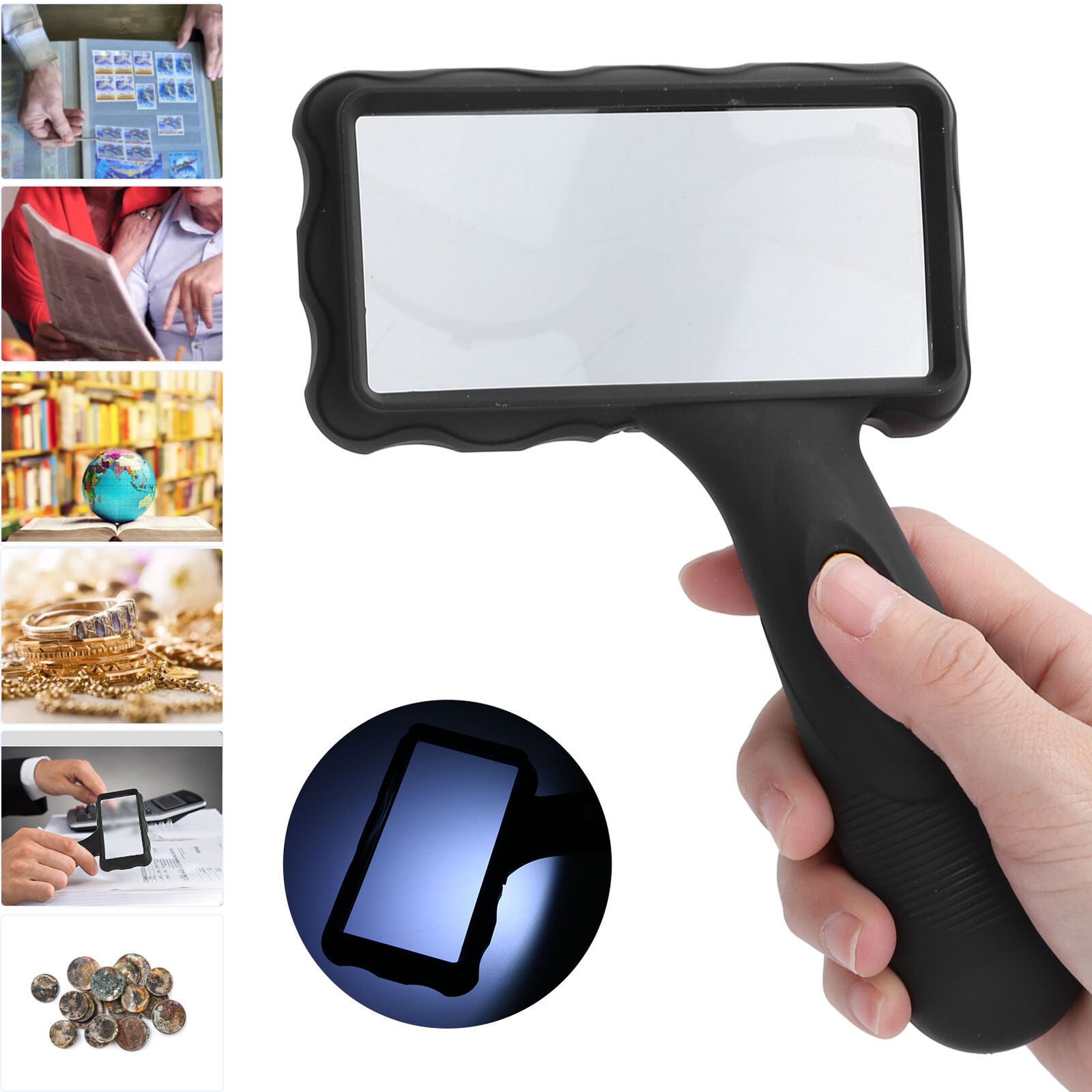 new Magnifying Glass With Light 7X Desktop Handheld Large Magnifying Glass USB koeek - KOEEK