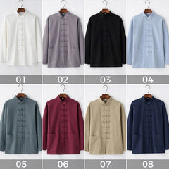 Men's Chinese Tang Coat Kung Fu Tai Chi Jacket Cotton Blends Traditional Uniform 07FC0E-D4 - KOEEK