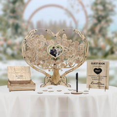 Heart-shaped wedding guest book alternative, vintage wooden 07FC0E-D4 - KOEEK
