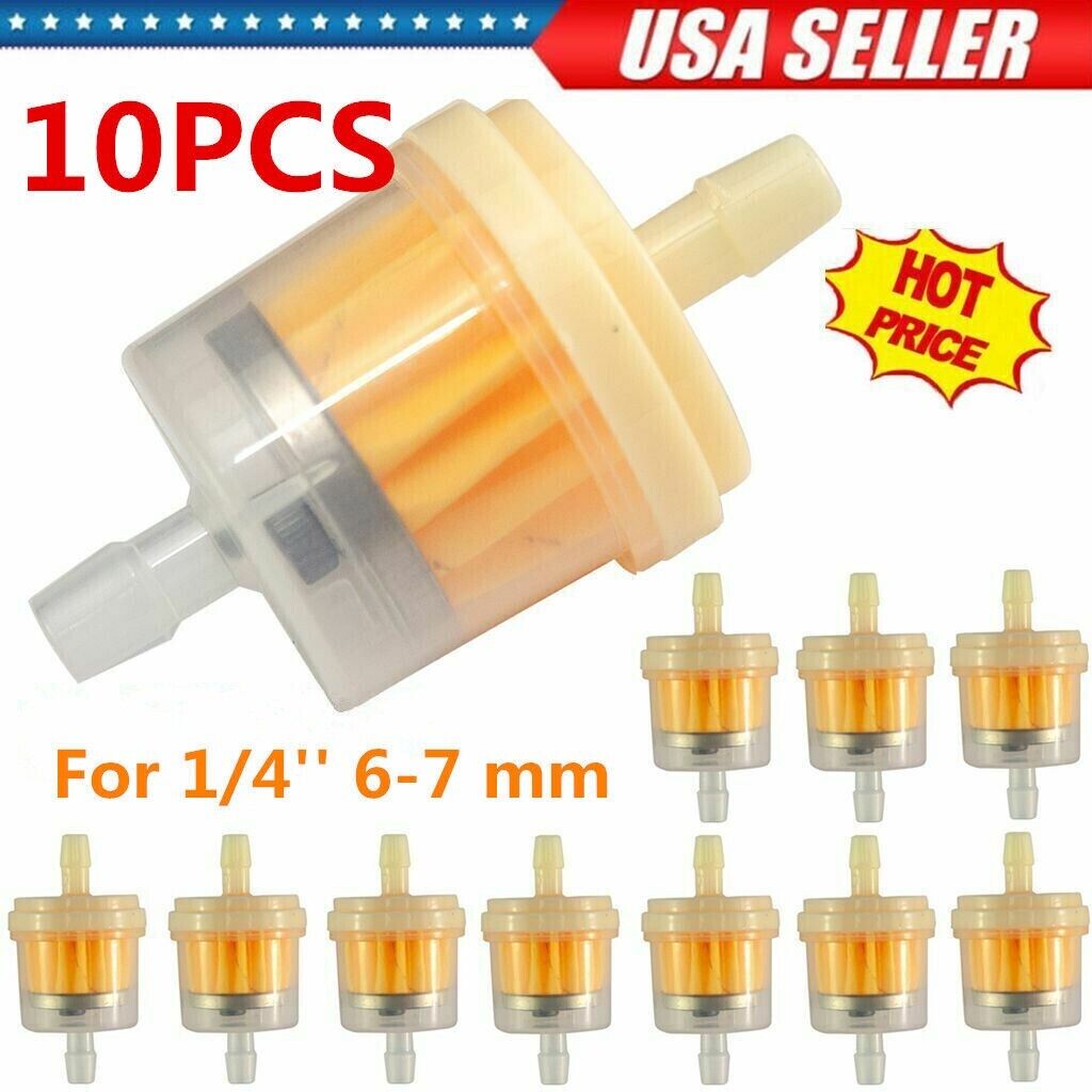 10PCS Motor Inline Gas Oil Fuel Filter Small Engine For 1/4'' Line 6-7mm Hose US