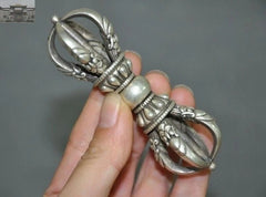 Old Silver Tantra Buddhism Dorje Phurpa Pestle Vajra Exorcism FaQi Collection 07FC0E-D4 - KOEEK