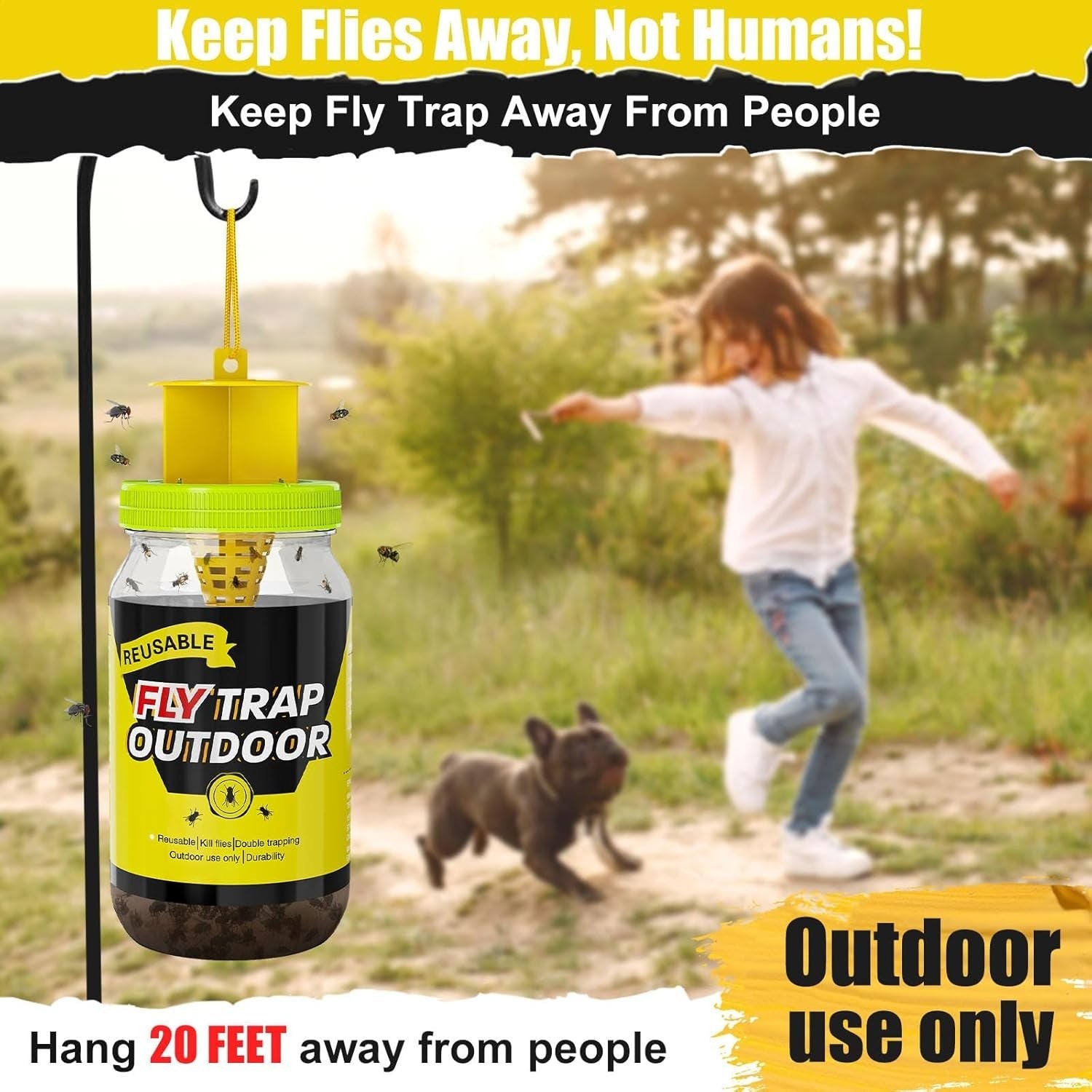 new Reusable Fly Traps Outdoor Bottles, 3 Pack Killer Catcher Jar yellow blue 07FC0E-D4 - KOEEK