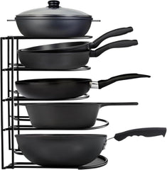 Heavy Duty Pot & Pan Organizer | 5 Tier Cookware & Lid Organizer | Black 07FC0E-D4 - KOEEK