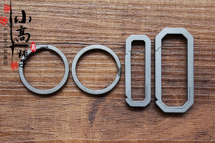 Outdoor TC4 Titanium Key chain Carabiner with Key Ring Hang Buckle EDC Tool 07FC0E-D4 - KOEEK