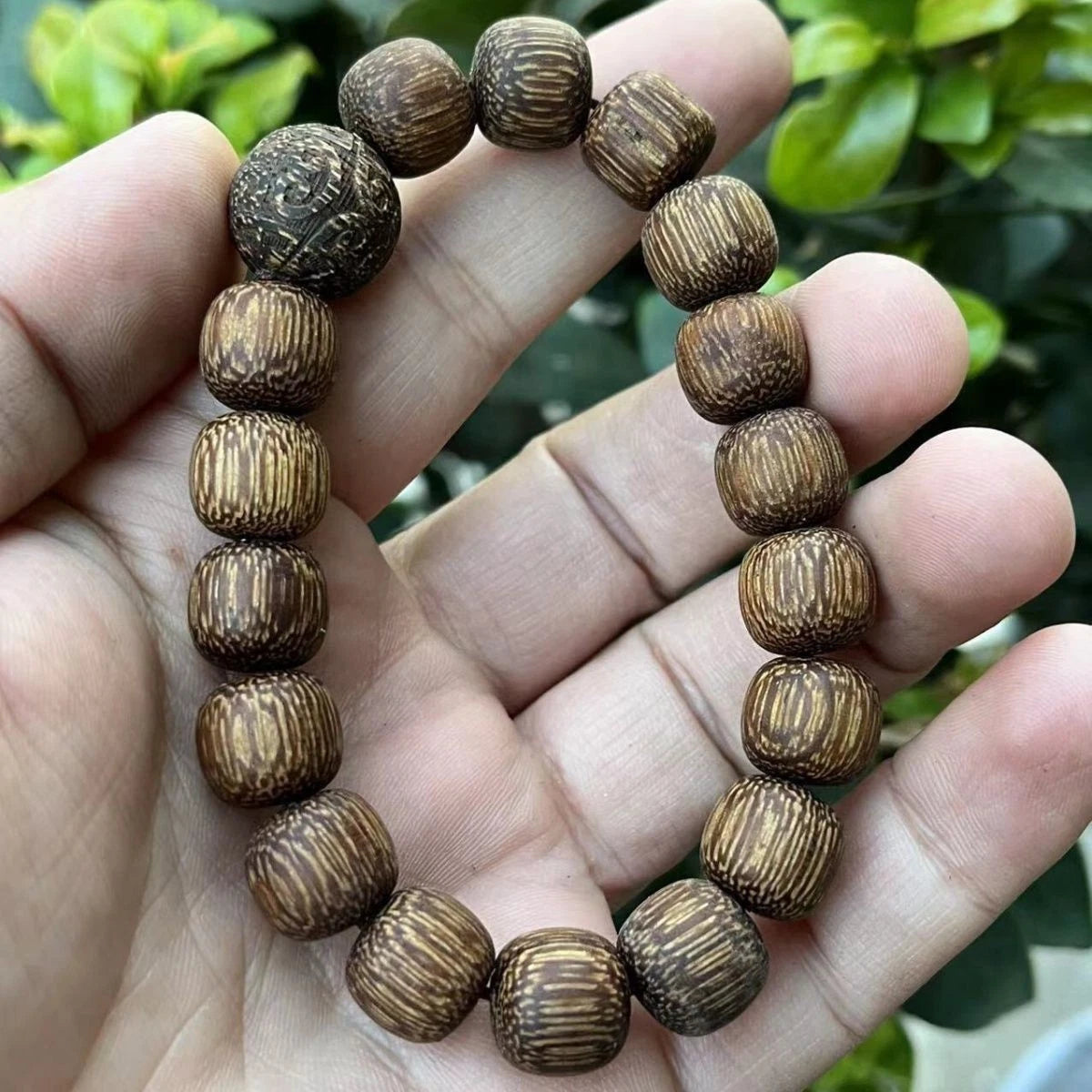 12mm Unisex Mala Dalat Wood Vietnam White Kyara Agarwood Bracelet Barrel Beads 07FC0E-D4 - KOEEK