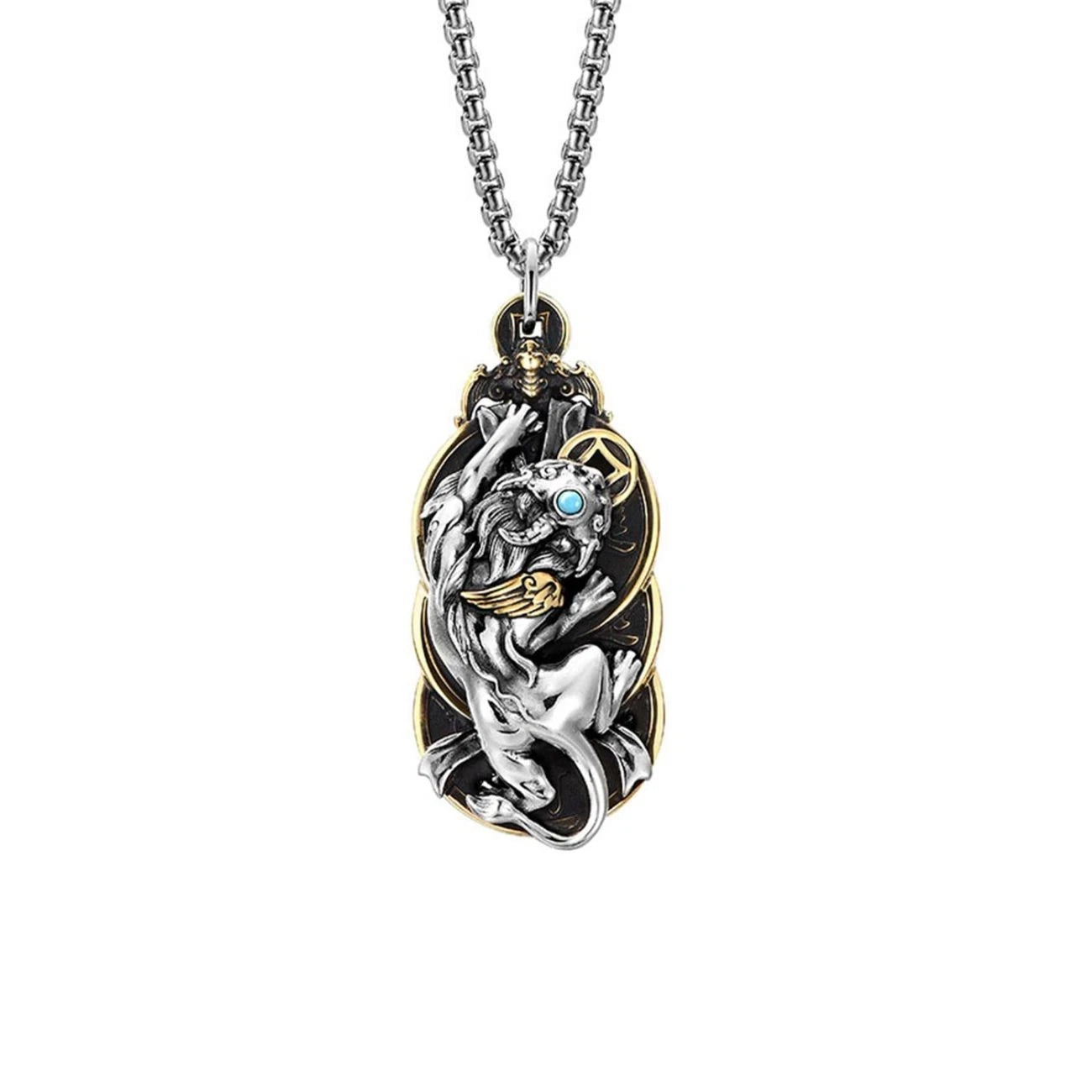Pixiu Pendant Necklace Chinese Style Vintage  Charm Gift 07FC0E-D4 - KOEEK
