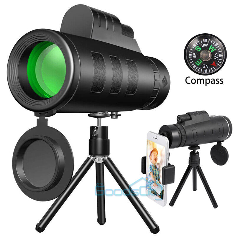 nytt 50X60 Zoom HD Monocular Telescope +Stativ +Klips for mobiltelefon