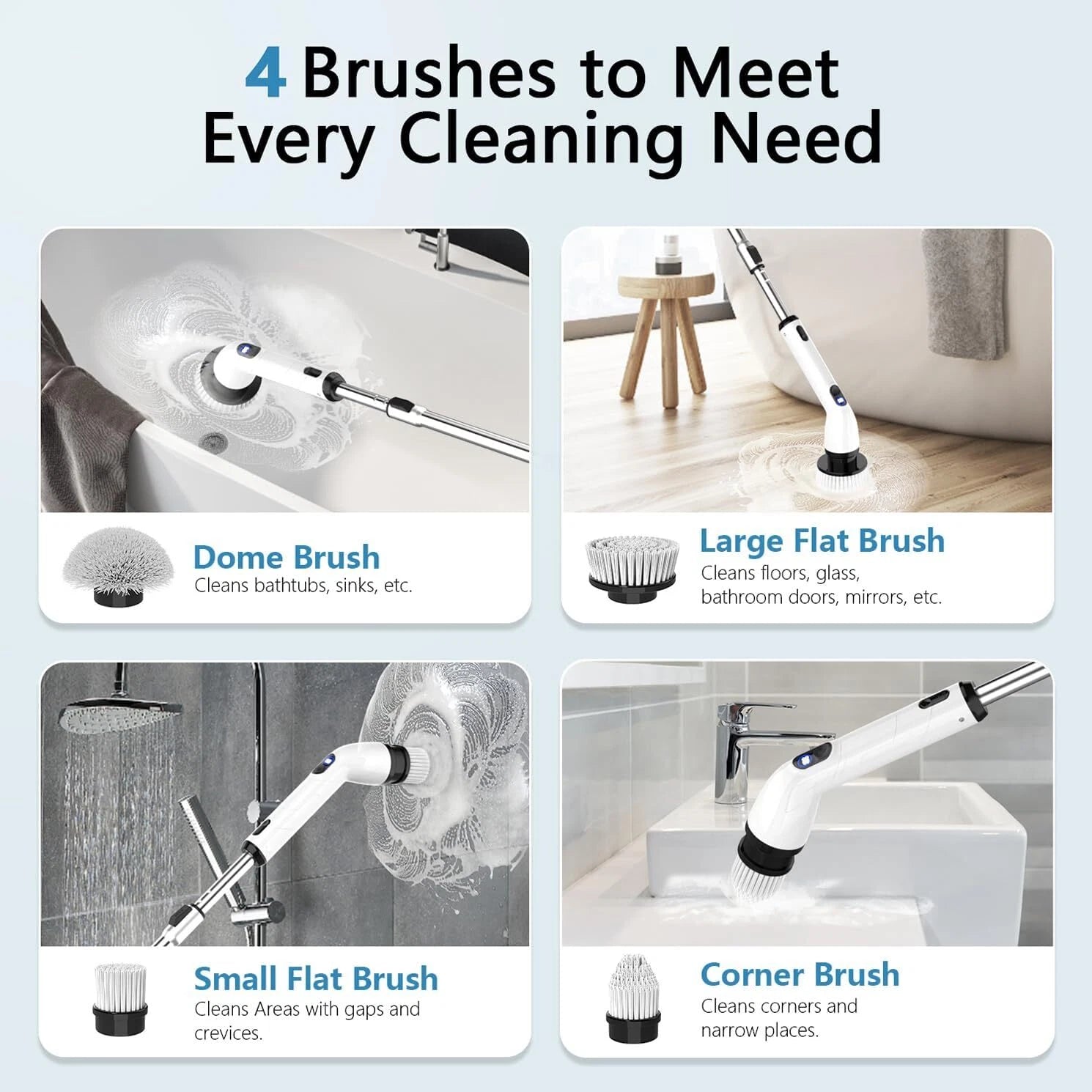 Electric rotary scrubber with adjustable extension handle 07FC0E-D4 - KOEEK