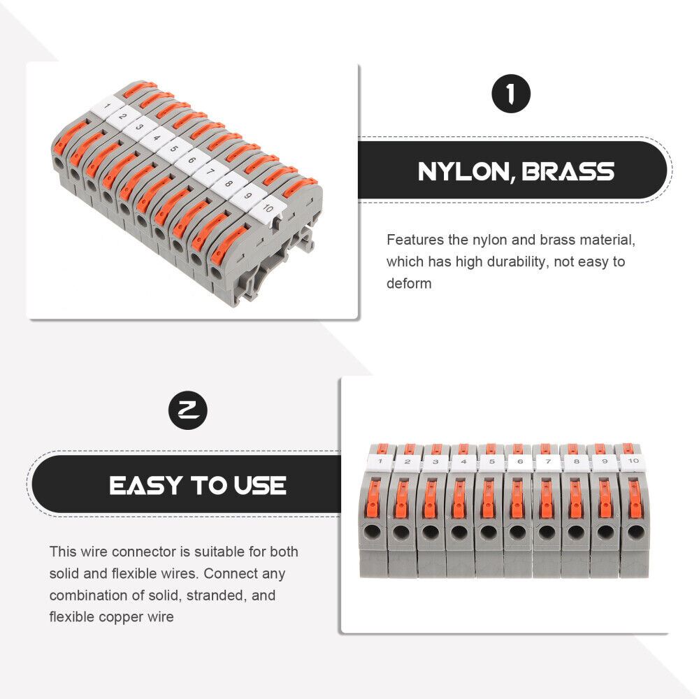 nye 10 sett Din Rail Terminal Blocks Wire Kit Skjøtekoblinger Leverage