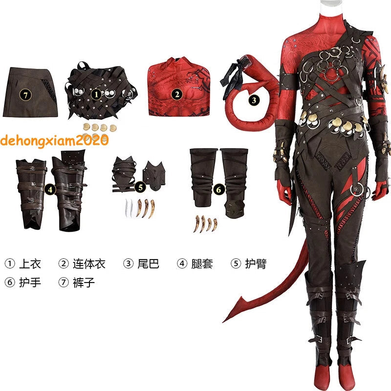 Baldur's Gate 3 Karlach Game Cosplay Costume Full Set Women's Bodysuit Outfits 07FC0E-D4 - KOEEK