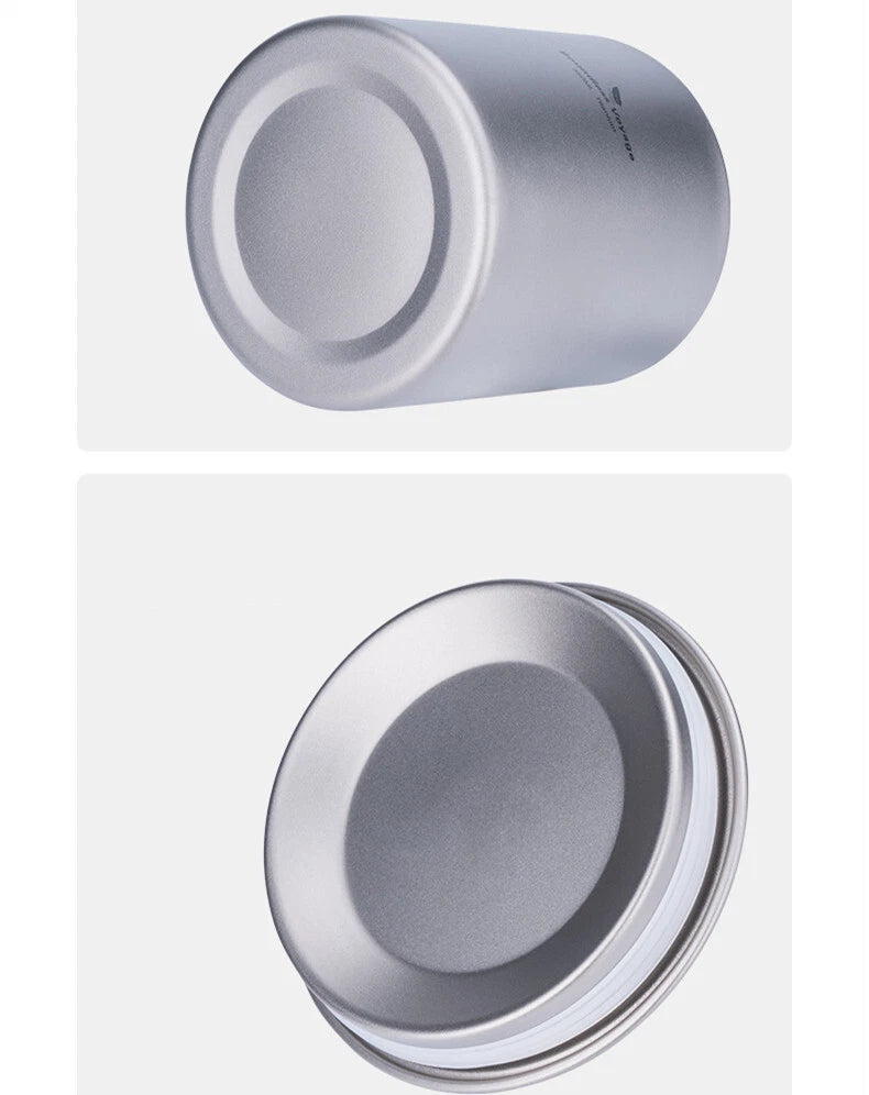 350ml Double Walled Titanium Tea Cup with Lid Outdoor Indoor Coffee Water Mug 07FC0E-D4 - KOEEK