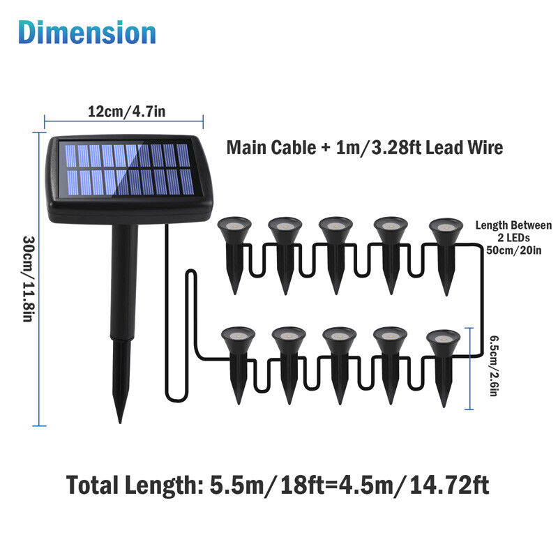 nye Luces LED Solares De Patio Lamparas Solares Patio Luz Solar Para Jardin 10 Luces