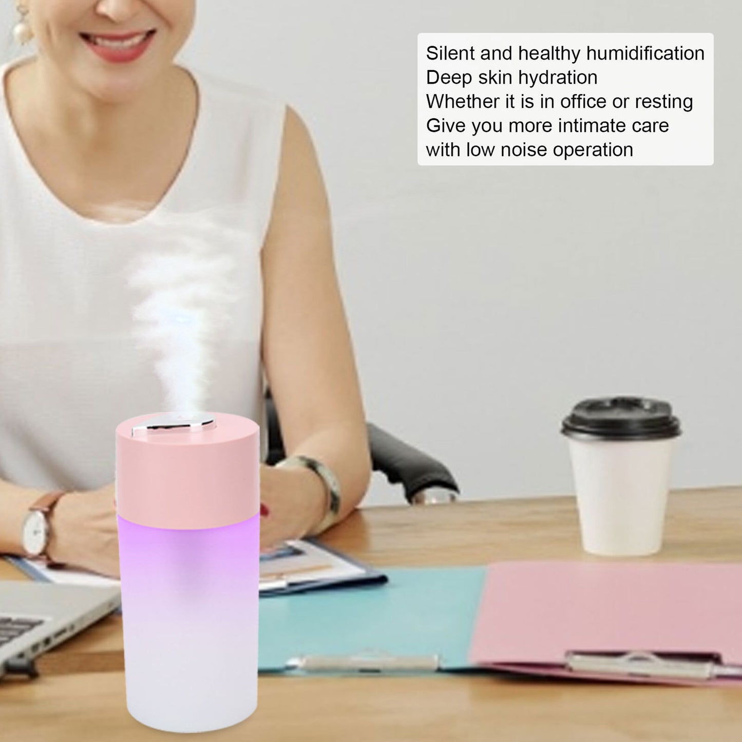 new Humidifier Air Humidifier Noiseless Capacity Essential Oil Diffuser (Pink ) HGF koeek - KOEEK