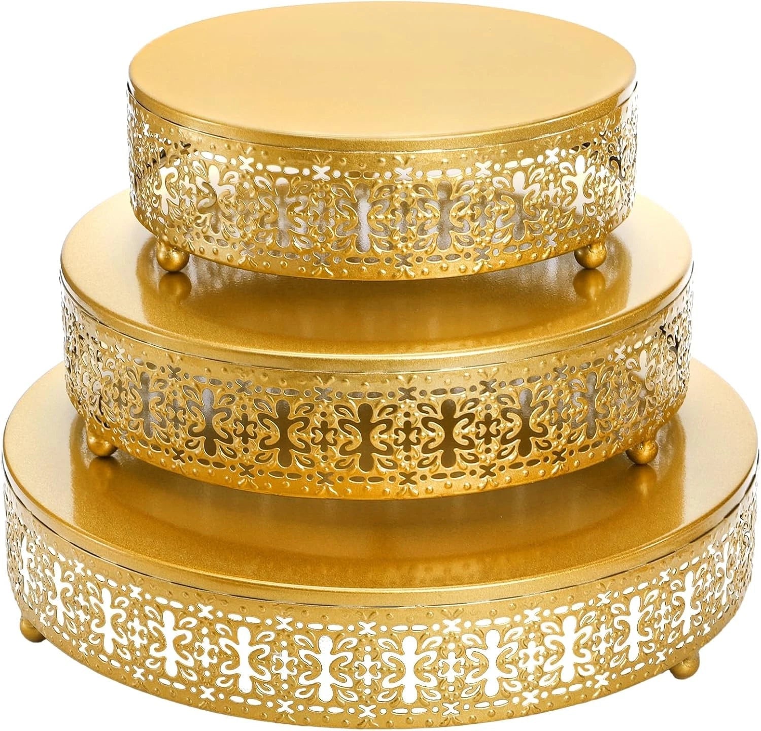 3 Pack Metal Gold Cake Stand, 12/10/8 Inch Round Cake Stands for Dessert Table 07FC0E-D4 - KOEEK