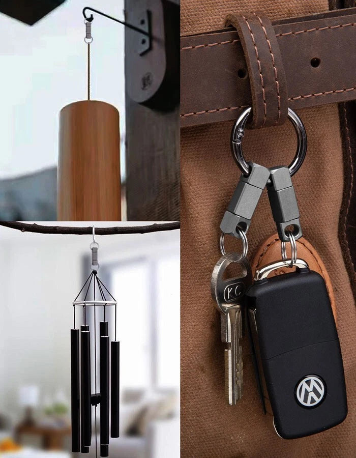 EDC 360° Rotate Titanium Alloy Keychain Portable Double Keyrings Pendant Tool 07FC0E-D4 - KOEEK