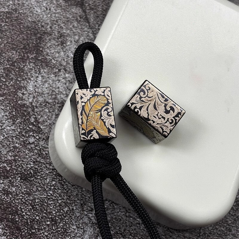 Titanium Keychain Parachute Cord Bead Pendant Knife Lanyard EDC Bead Zipper Head 07FC0E-D4 - KOEEK