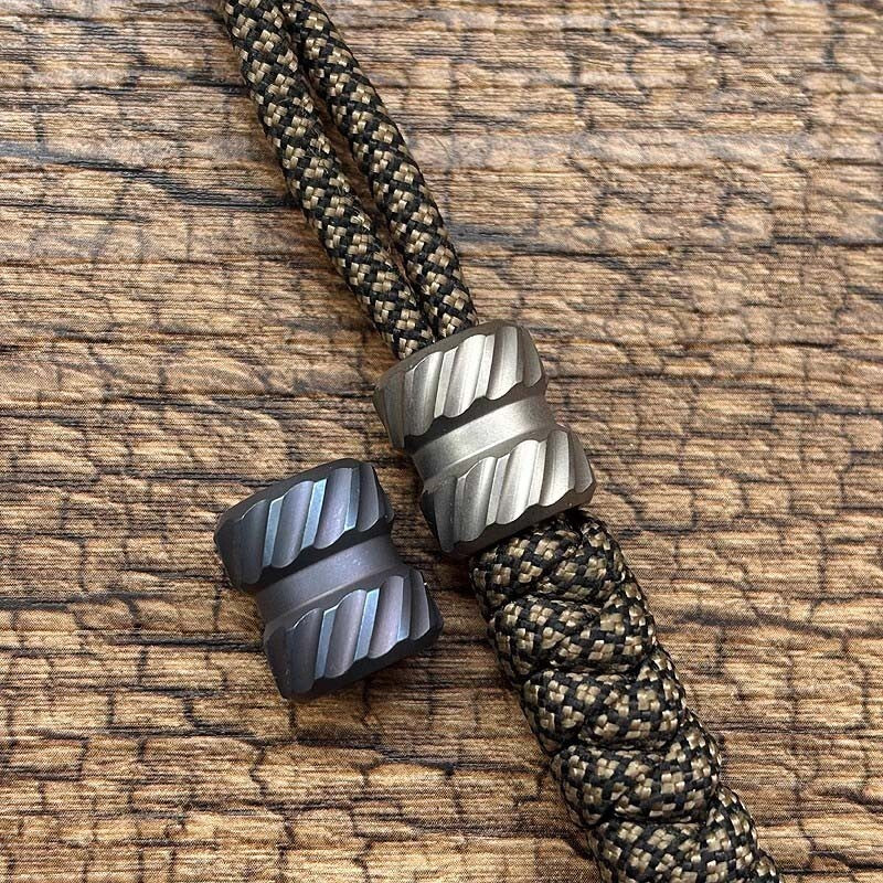 Titanium Keychain Parachute Cord Knife Bead Pendant Lanyard EDC Zipper Head 07FC0E-D4 - KOEEK