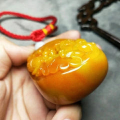 Chinese antique Huanglong jade carved goldfish swimming pendant 07FC0E-D4 - KOEEK