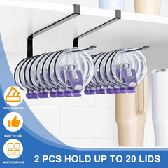 new 2 Pack Tumbler Lid Organizer, Premium Storage Hook Up to 20 Black 07FC0E-D4 - KOEEK