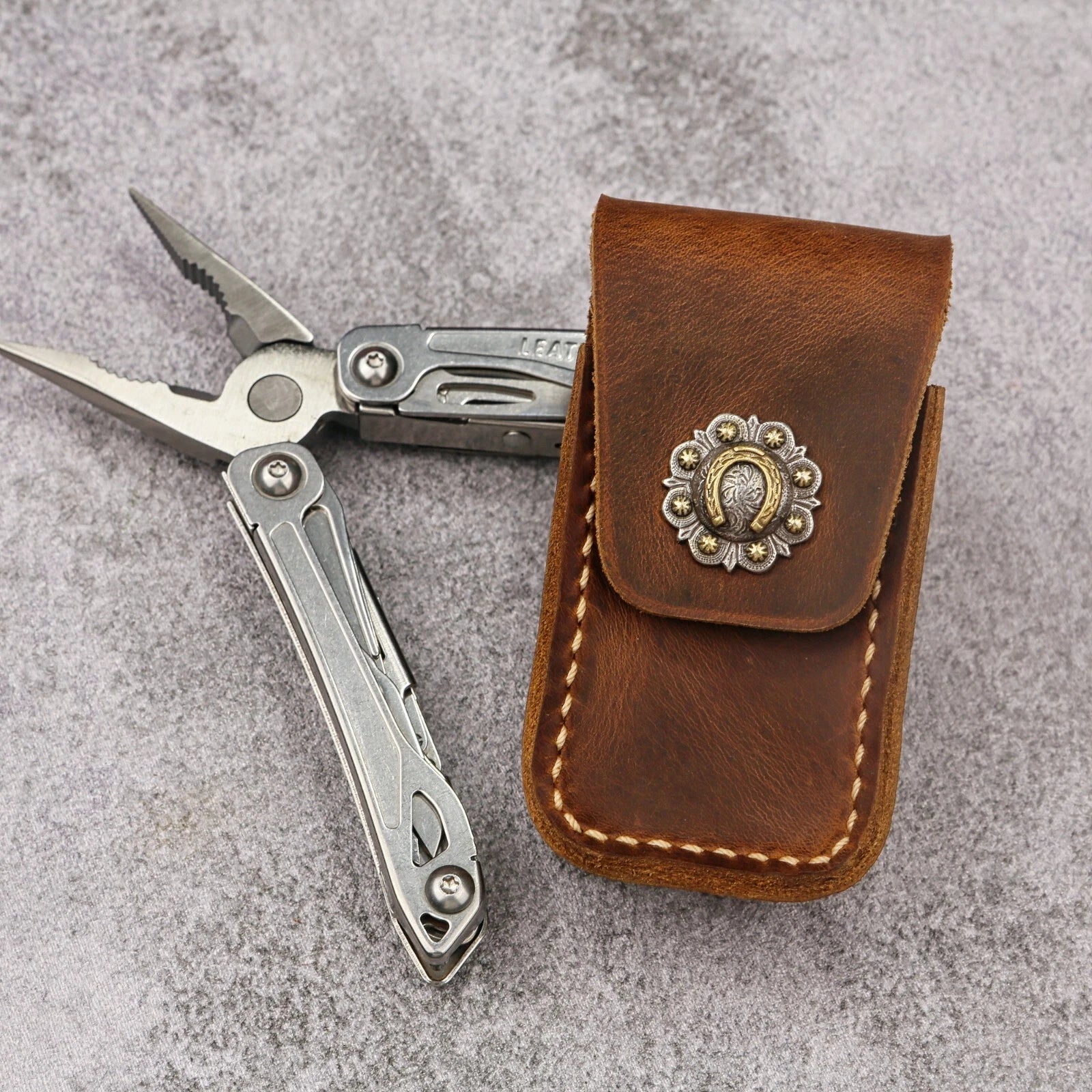 Leather multitool sheath for leatherman Wave Surge Signal, leatherman belt pouch 07FC0E-D4 - KOEEK