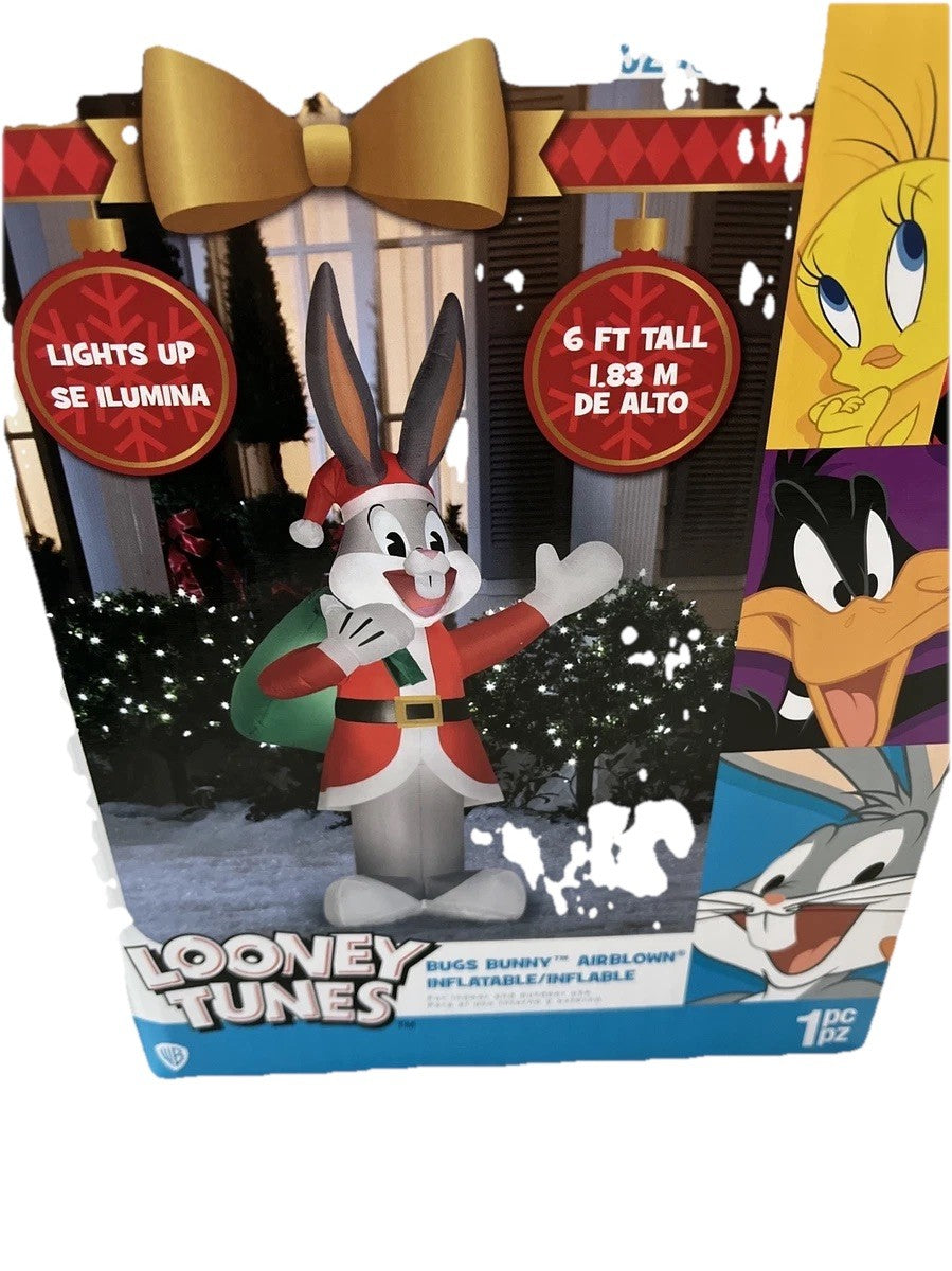 Gemmy 6’ Bugs Bunny Santa Looney Tunes Lighted Christmas Airblown Inflatable GEMMY - KOEEK
