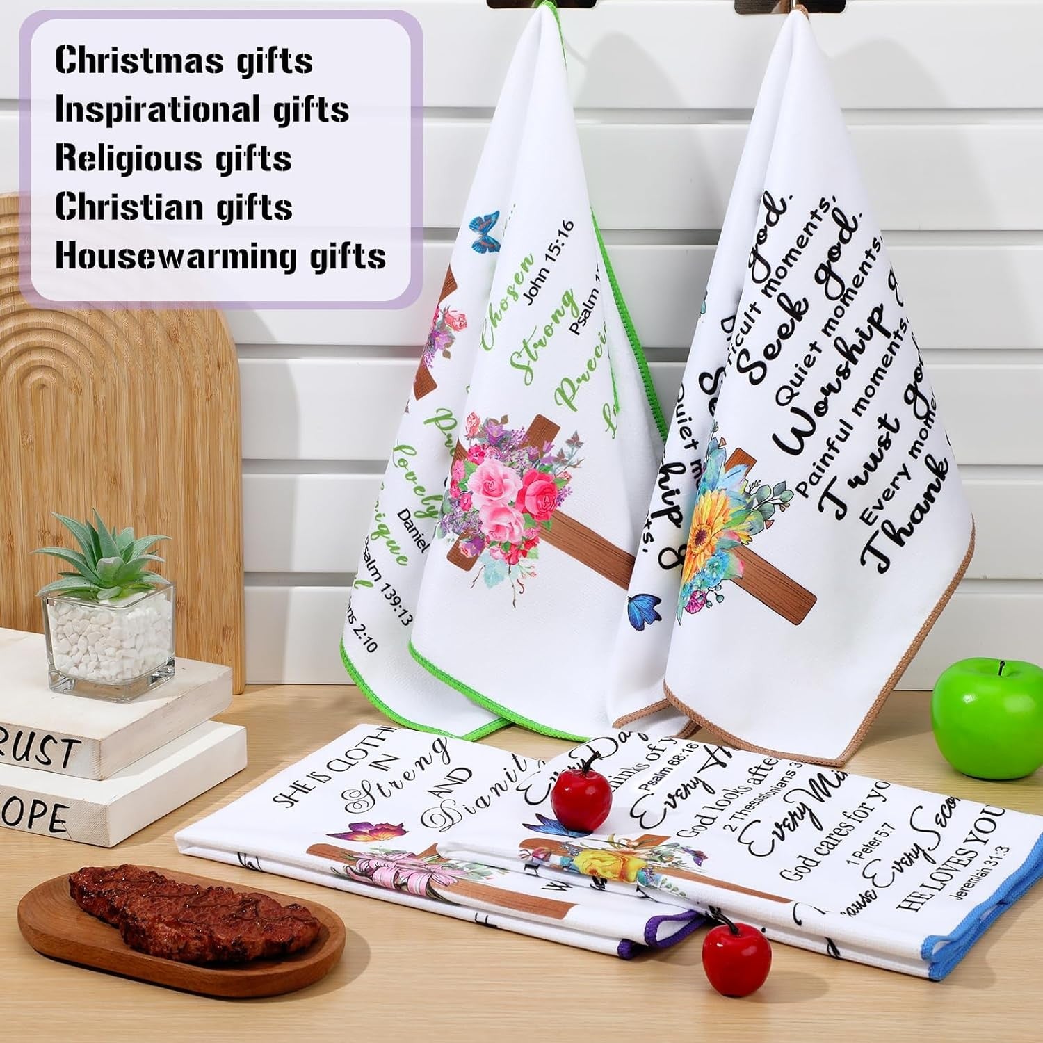 new Rtteri 4 Pcs Religious Dish Towels 16.5 x 23.5 inches, Elegant Style