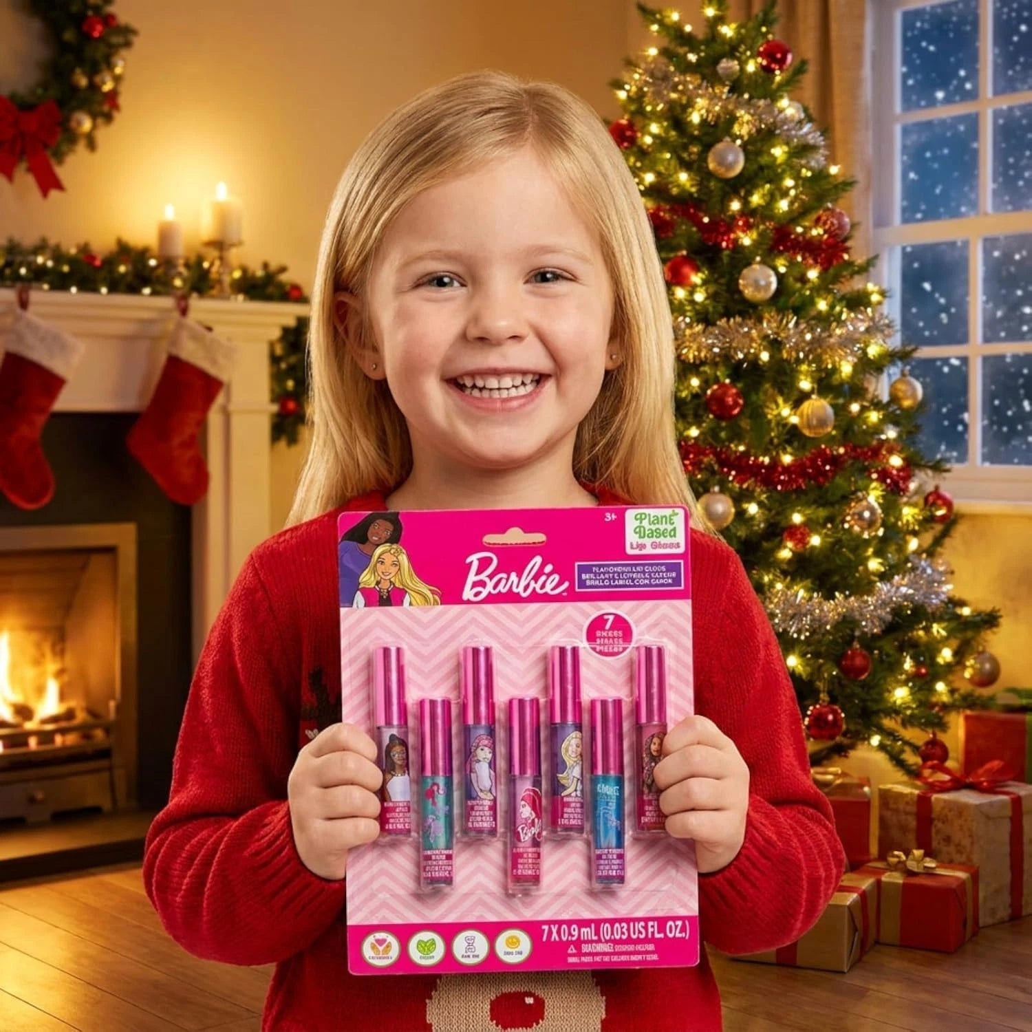 Barbie 7-Piece Lip Gloss Set for Girls Kids Makeup Gift Party Favor Toy BARBIE - KOEEK