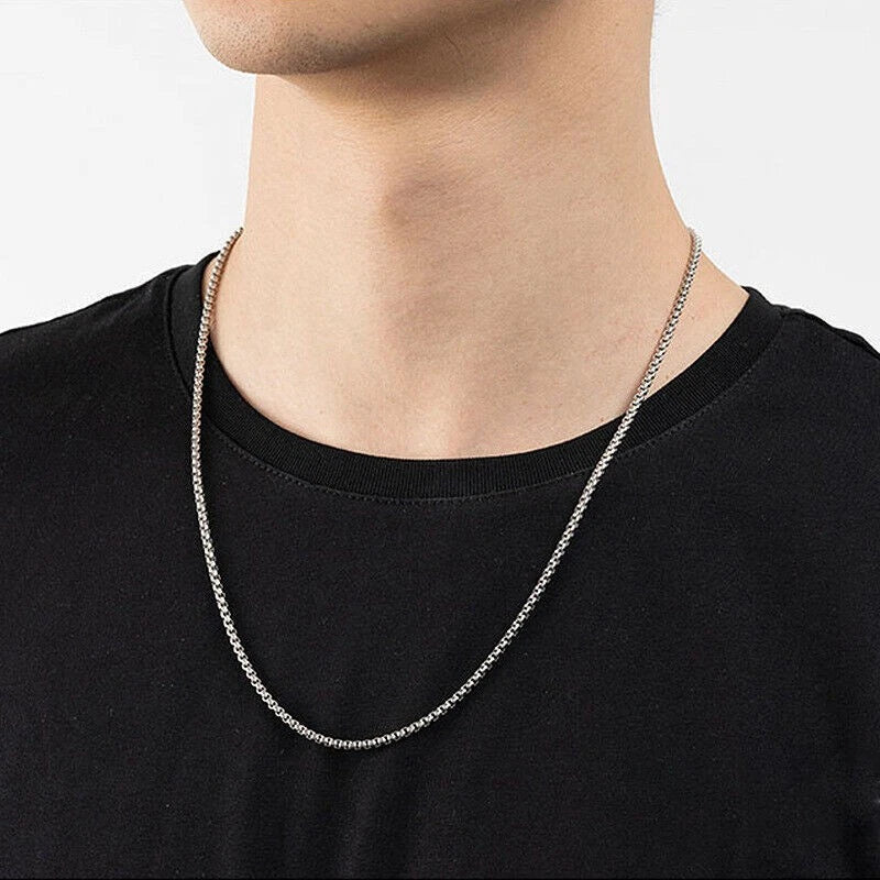 Pure Titanium 3mm Width Square Box Chain Anti-allergy Ultralight Necklace Unisex 07FC0E-D4 - KOEEK