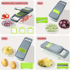 Vegetable chopper set, stainless steel blades, with vegetable pusher 07FC0E-D4 - KOEEK