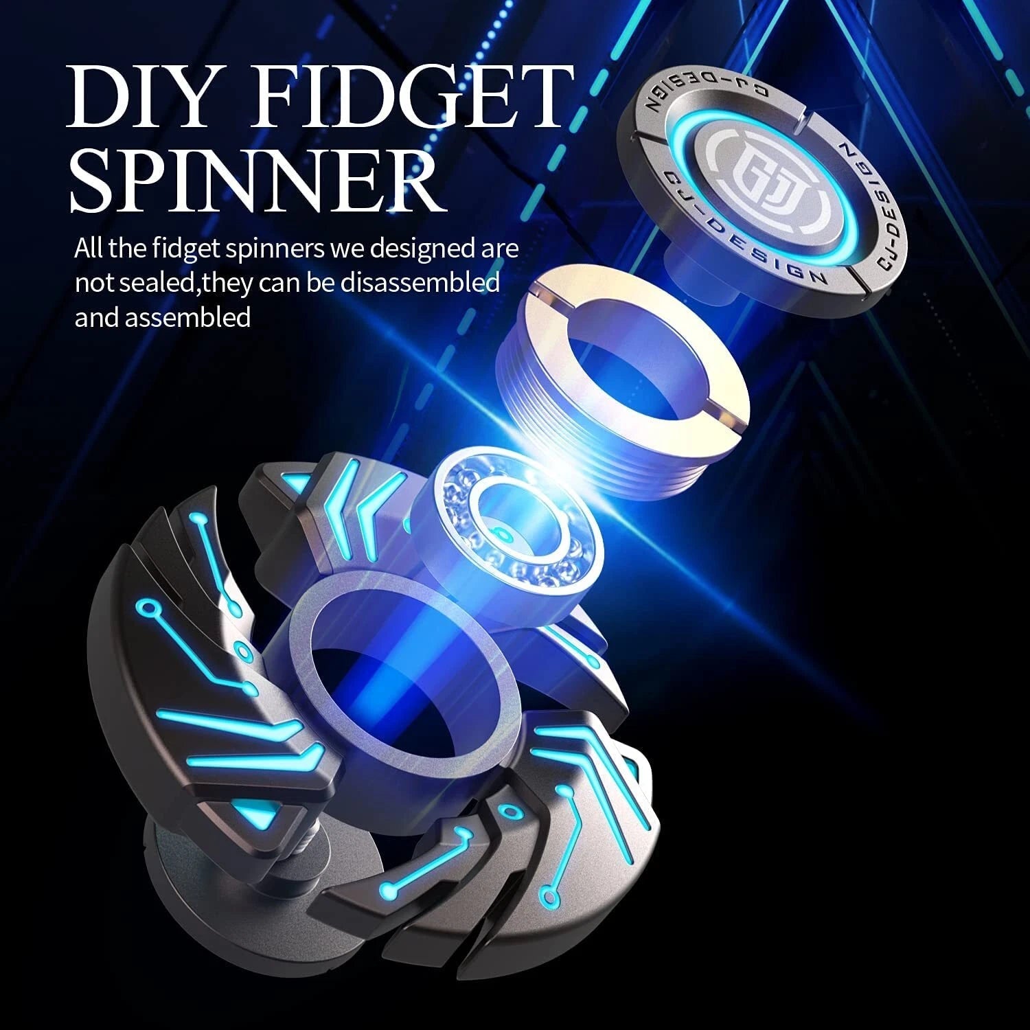 Fidget Spinners, Luminous Durable High Speed Bearing Metal, Removable Deformable 07FC0E-D4 - KOEEK