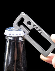 TC4 EDC Titanium Alloy + Leather Multi Tools Keychain Carabiner Car Key Pendant 07FC0E-D4 - KOEEK