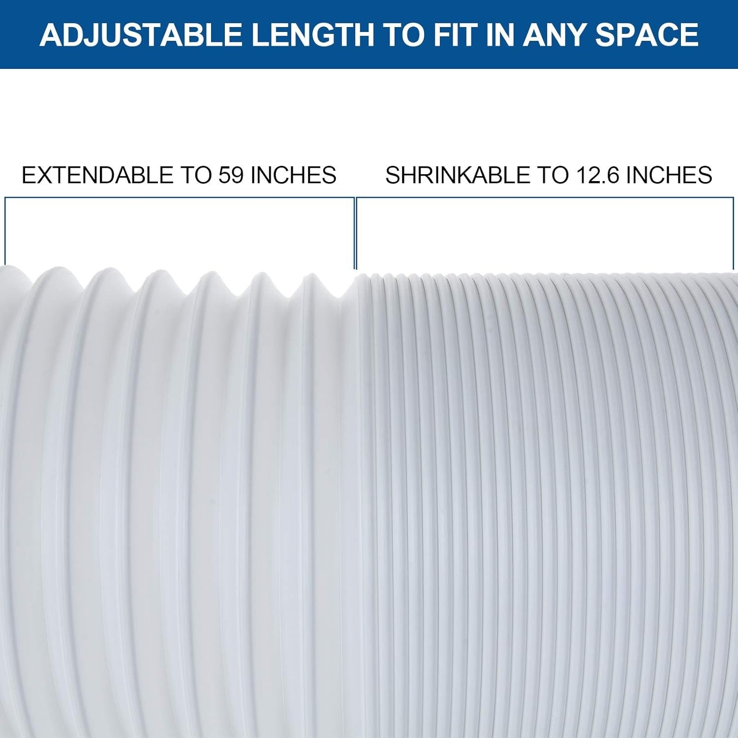 new Portable Air Conditioner Hose 5 Inch Diameter 59" Length, AC Exhaust White 07FC0E-D4 - KOEEK