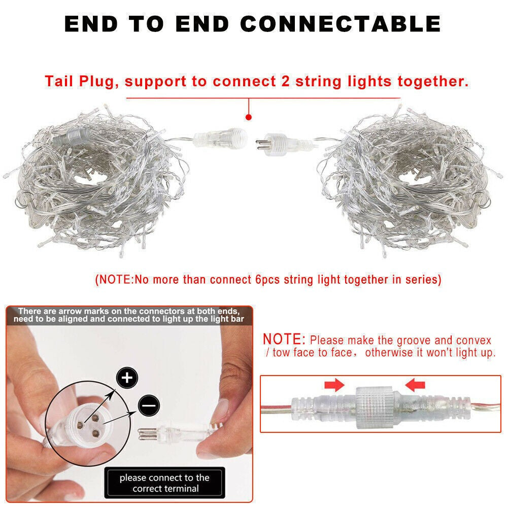 Christmas Lights Outdoor Decorations 96-960 LED 8 Modes Curtain String Light US 07FC0E-D4 - KOEEK