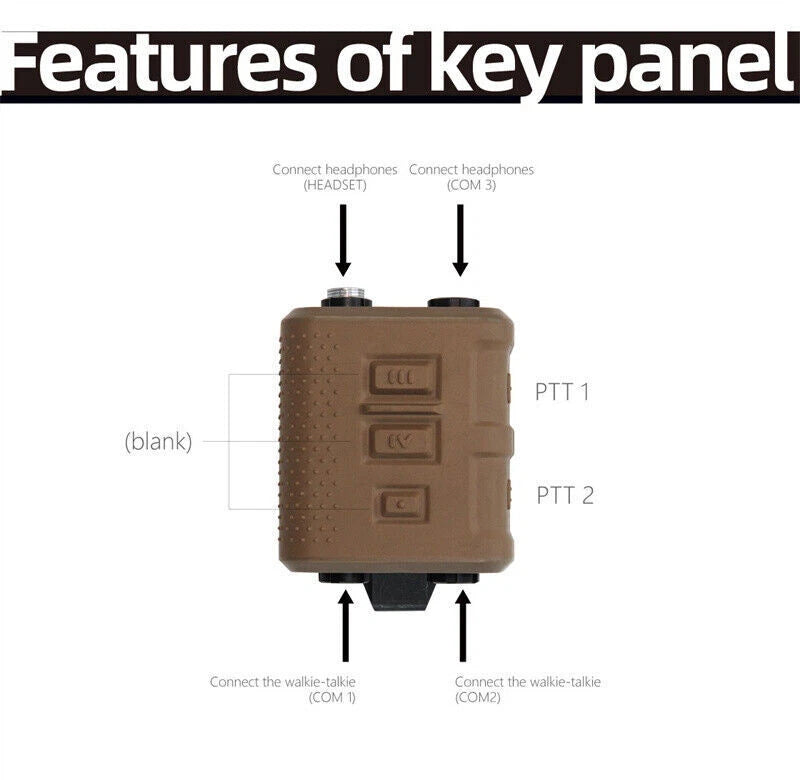 FCS V60/V20 PTT Tactical Military Multi Channel PTT For Prc 148 152 Radio Stock 07FC0E-D4 - KOEEK