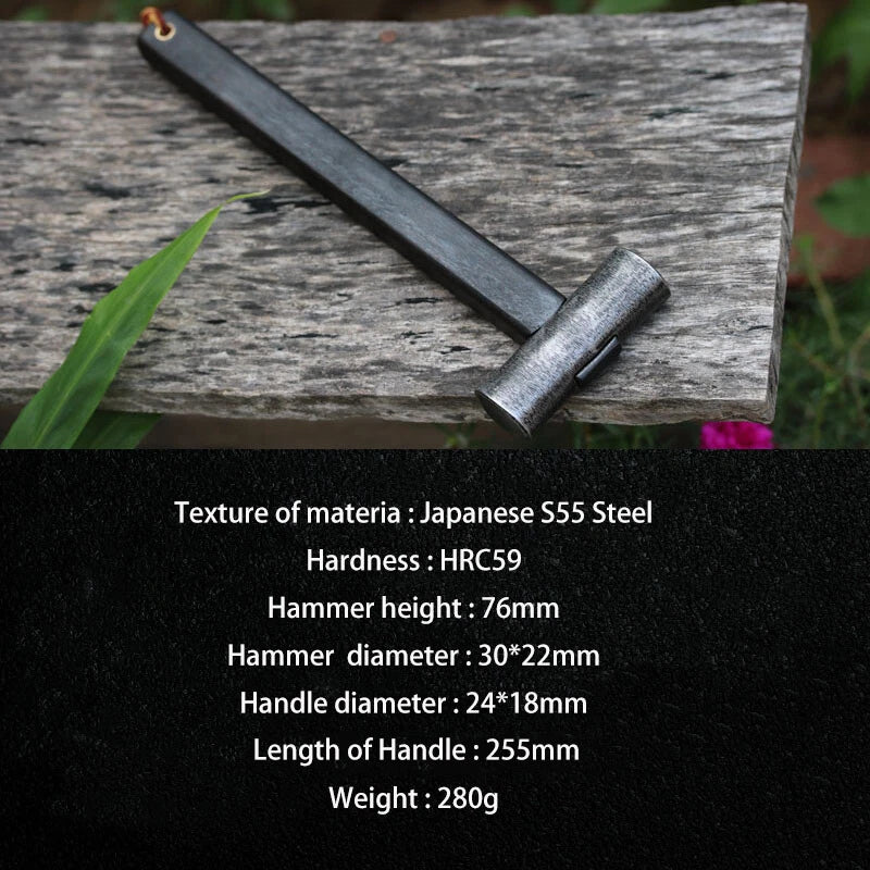 Japanese S55 High Carbn Steel Double Gennou Hammer Metalwork Ebony Handle EDC 07FC0E-D4 - KOEEK