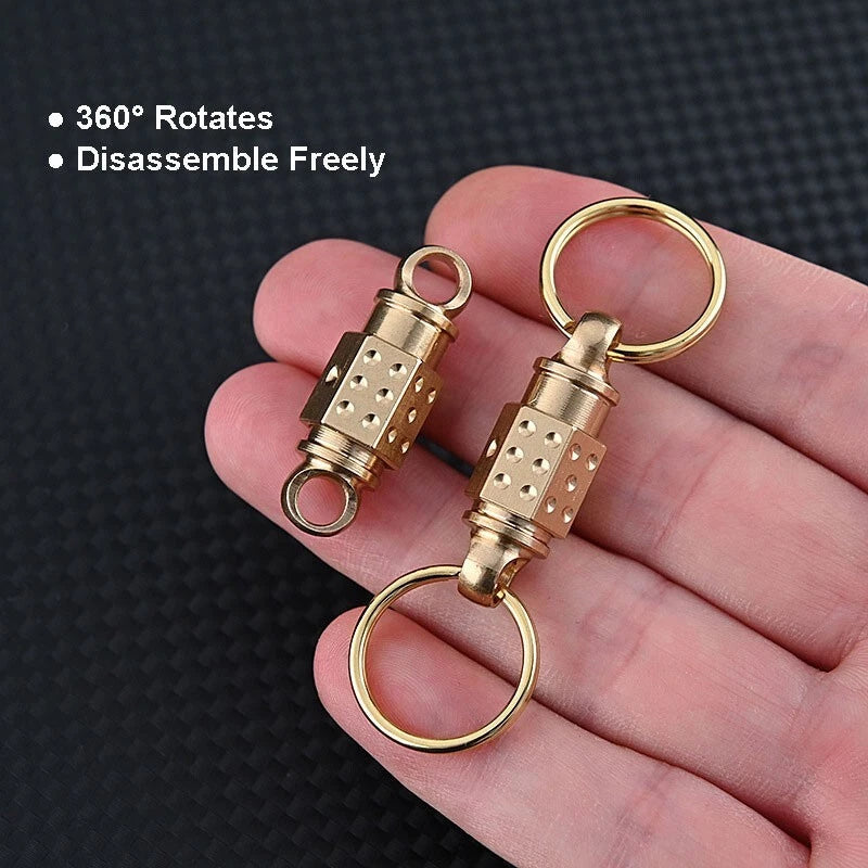 EDC Solid Brass Insert Buckle Gimbal Ring Portable Double Keychain Pendant Tool 07FC0E-D4 - KOEEK