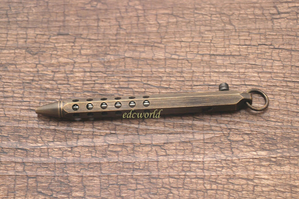Handmade Six-Edge Brass Pen Practical Ballpoint Pen Pocket Keychain EDC Pen 07FC0E-D4 - KOEEK