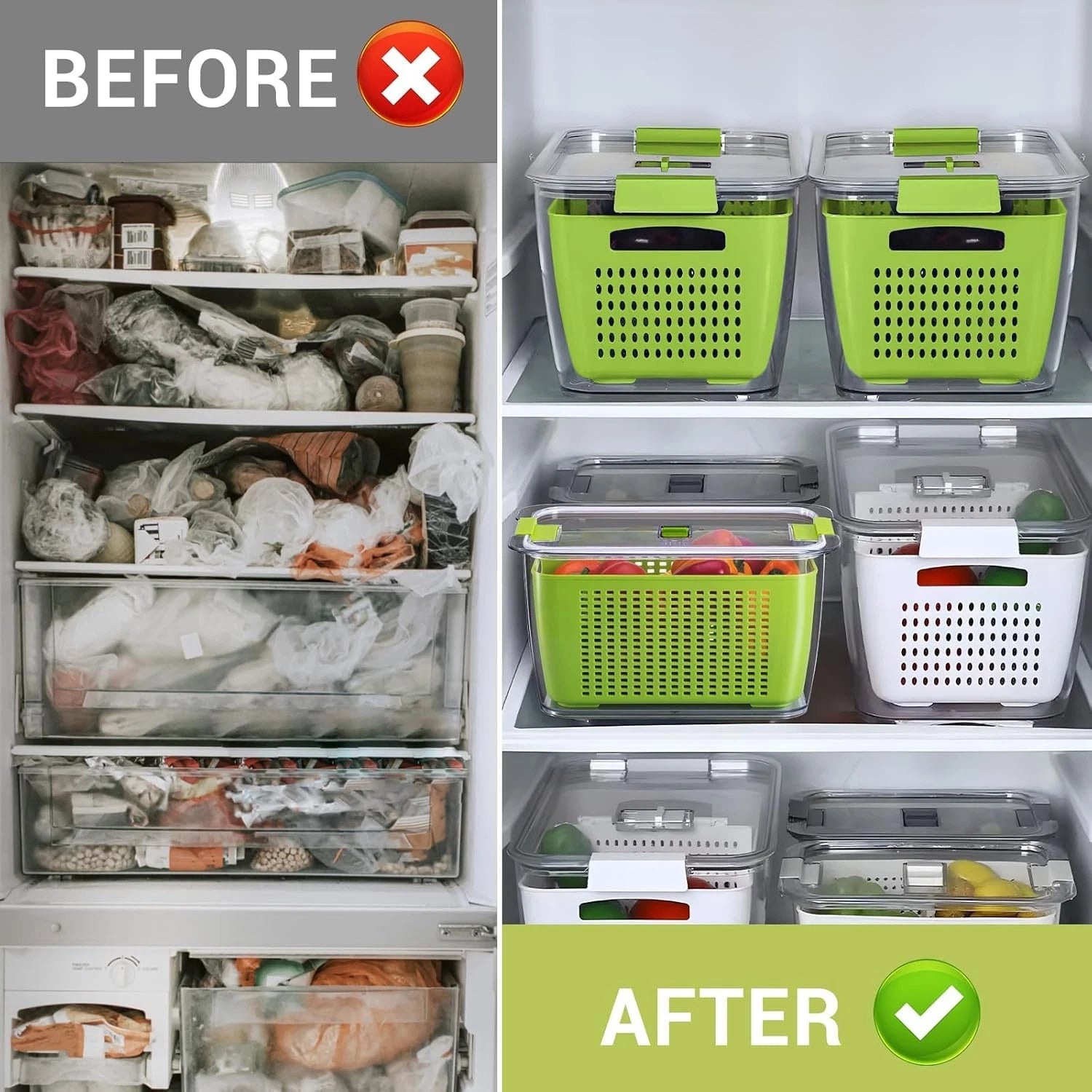 Fruit and vegetable storage box,set of 4 refrigerator storage containers 07FC0E-D4 - KOEEK