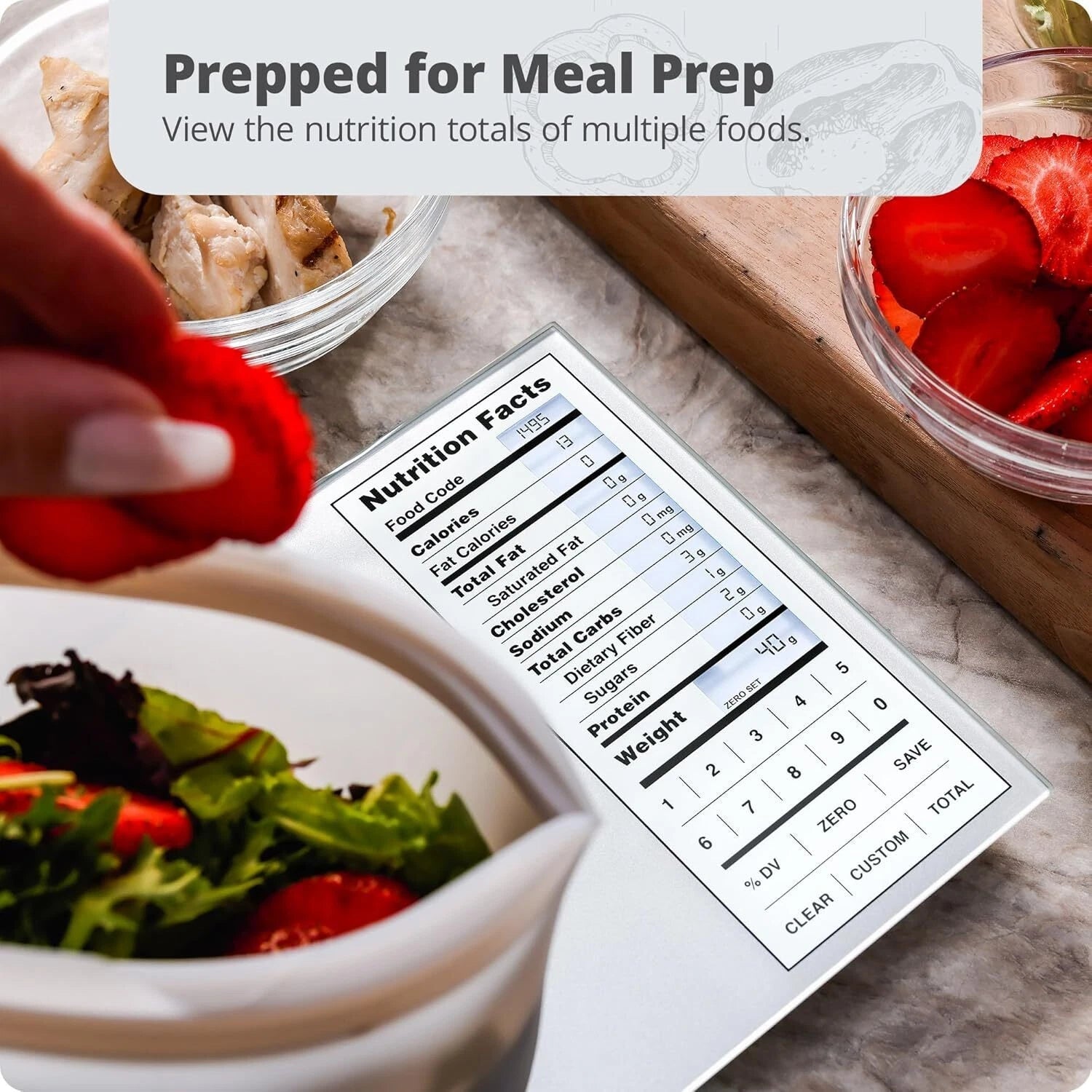 Food Grade Glass, Calorie Counting Scale, Meal Prep Scale, Weight Loss Scale 07FC0E-D4 - KOEEK