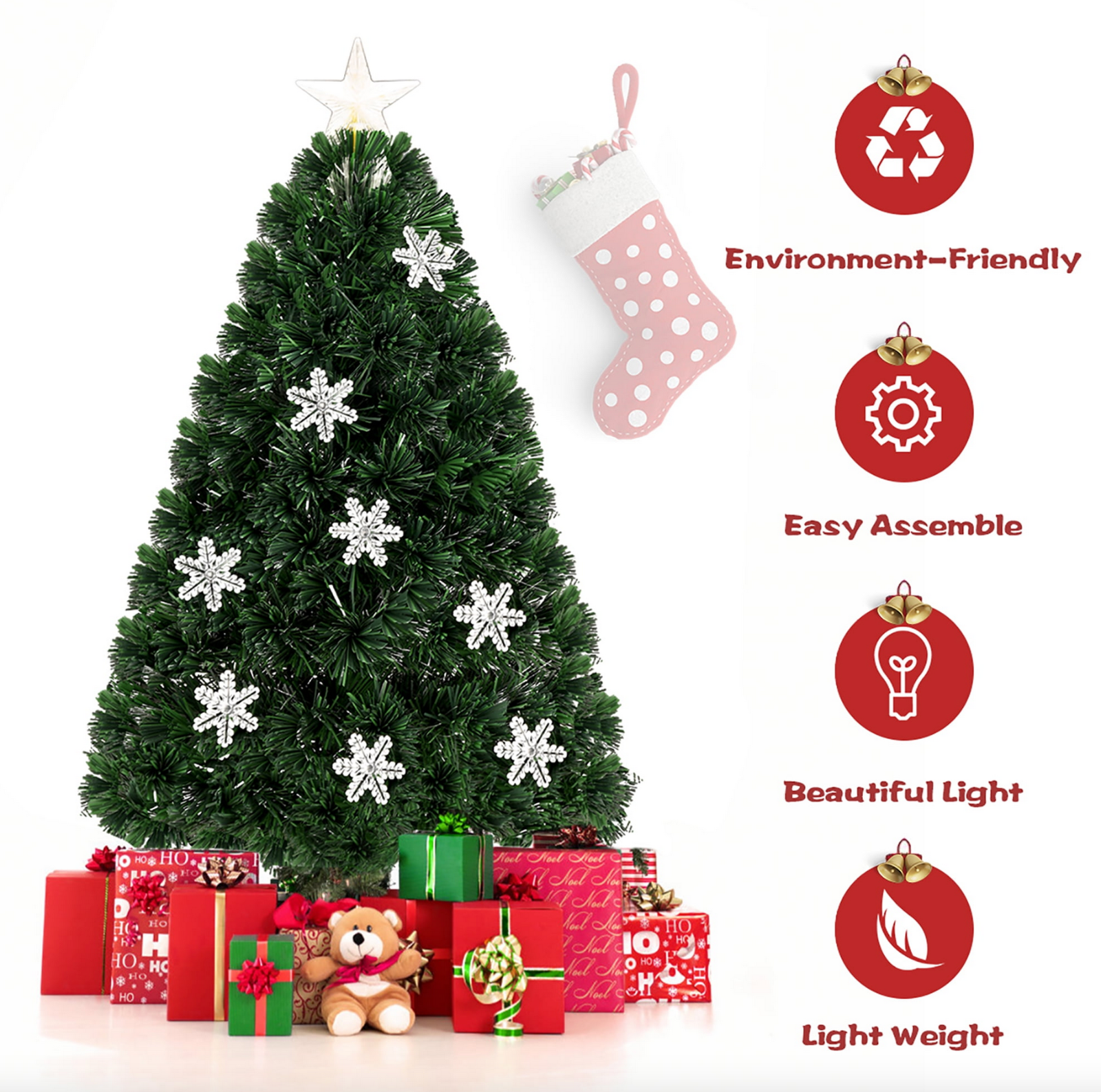 Costway 3FT Pre-Lit Fiber Optic Christmas Tree Multicolor Lights COSTWAY - KOEEK