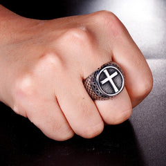 HotStainless Steel Mens Christian Cross Ring For Men Women Silver Size 7-13 07FC0E-D4 - KOEEK