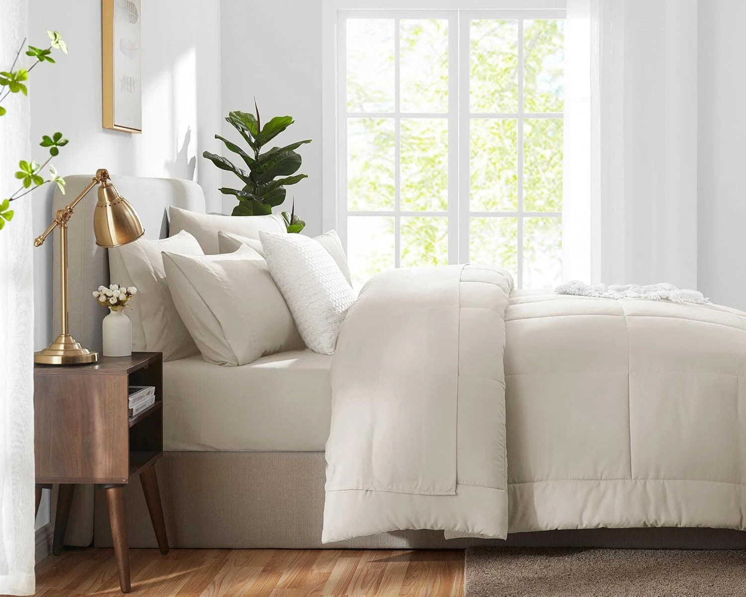 Beige Comforter Set King Size 7 Piece Set with Seasonal Duvet Cover 07FC0E-D4 - KOEEK