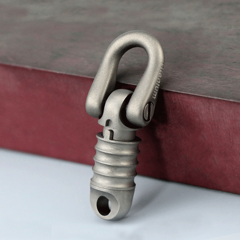 360 Degree Rotation Titanium Gimbal Keychain Car Keychain with U Buckle EDC Tool 07FC0E-D4 - KOEEK