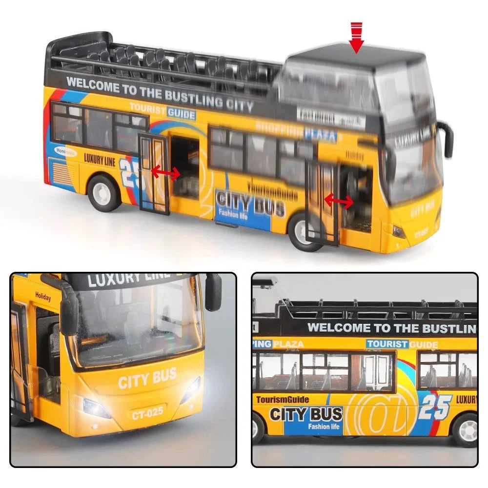 Macau Double Decker Sightseeing Bus Diecast ModelSoundPull Back Function Toy 07FC0E-D4 - KOEEK