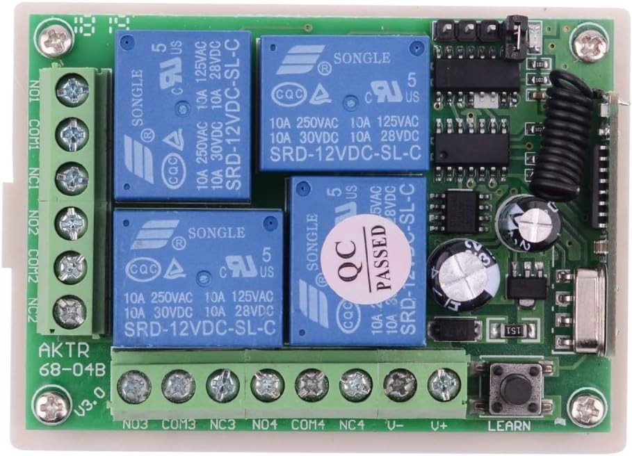 new DC 12V Remote Control Switch 4 Channel Universal 433Mhz Control... 07FC0E-D4 - KOEEK