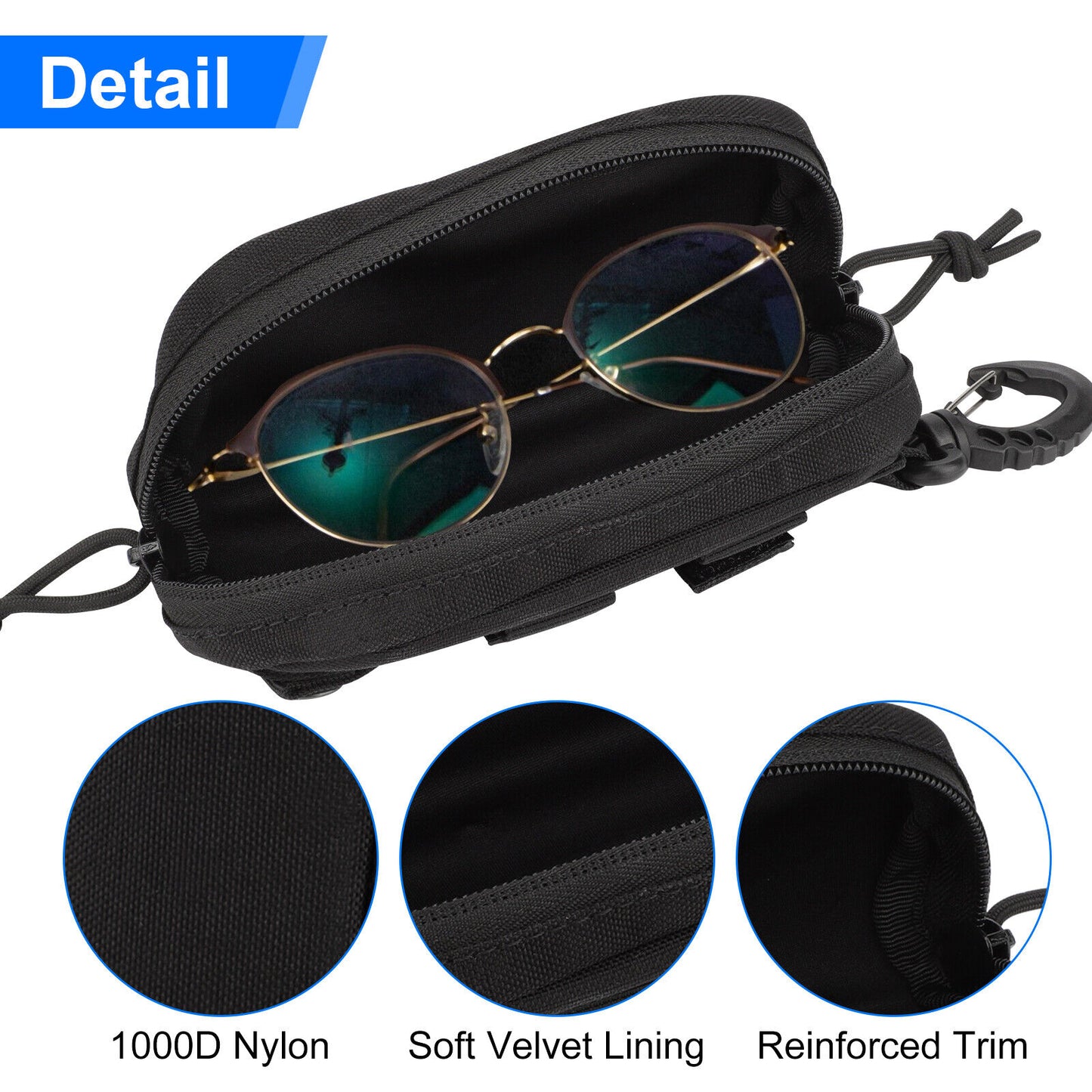 Tactical Molle Eyeglasses Box Shockproof Protective Sunglasses Case Waterproof
