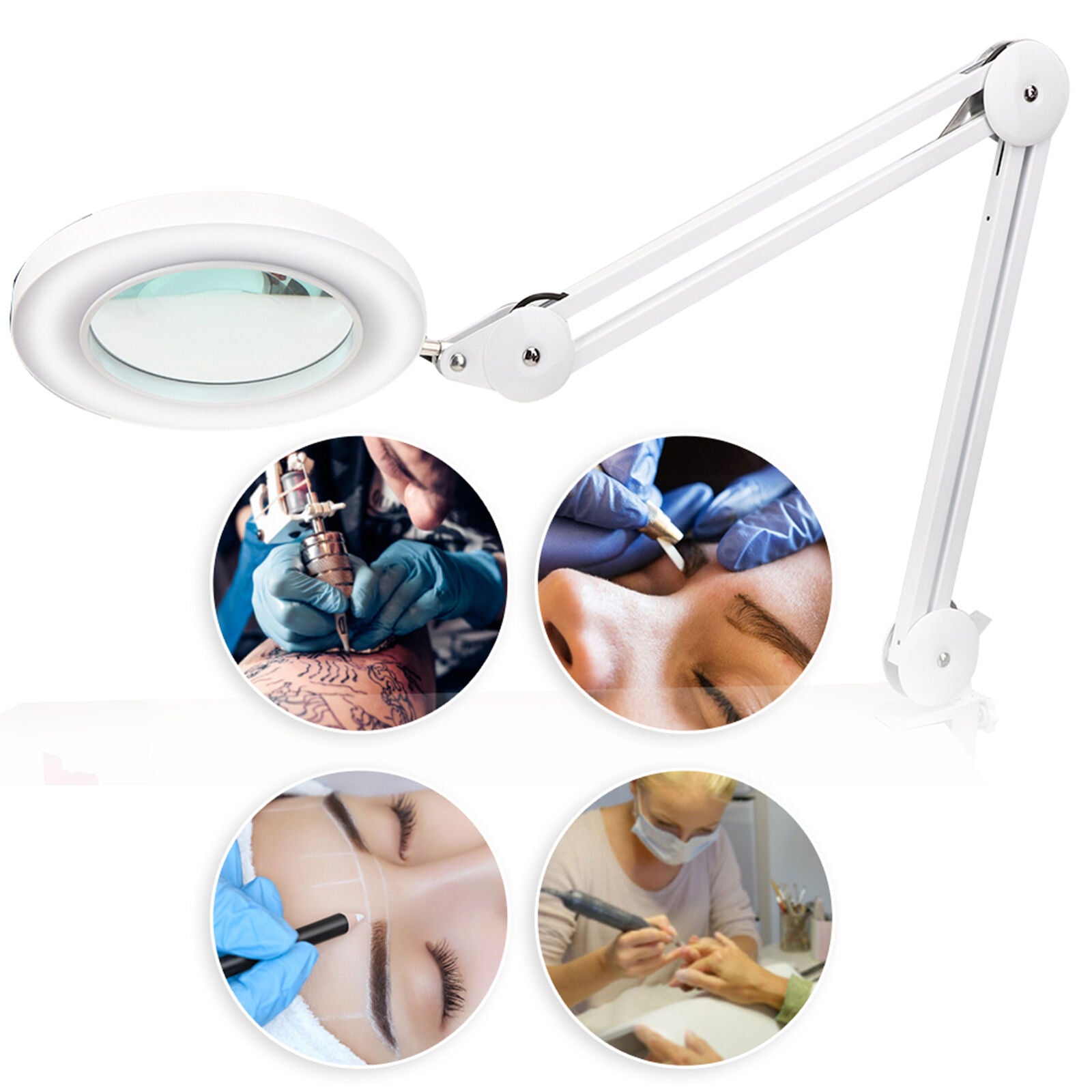 new Clip On Magnifier Lamp Tattoo USB 5X Magnifying Ring Lamp(White ) HGF koeek - KOEEK