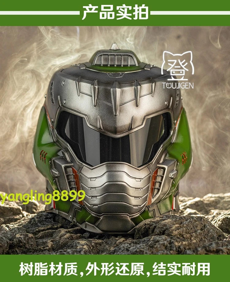 Halloween Cosplay Doom Guy Resin Helmet 1:1 Wearable Funny Roleplay Mask Gift 07FC0E-D4 - KOEEK