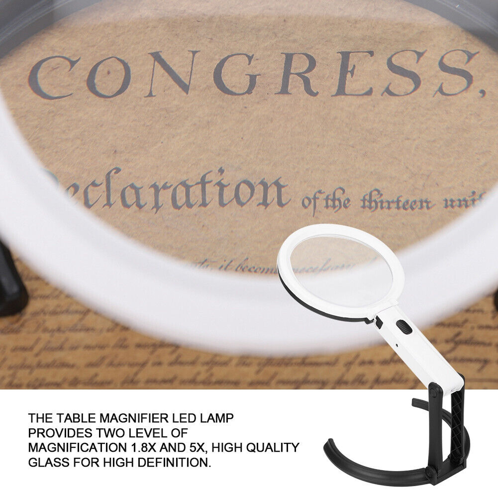 new 130mm Thick Table Magnifier Lighted Magnifying Lamp Magnifier Lamp US Plug HGF koeek - KOEEK